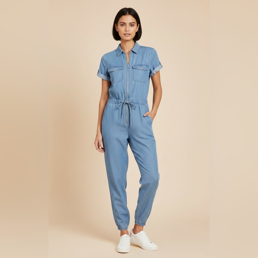 Helium London Women’s Jumpsuit/Romper Short Sleeve Blue Jeans Size Medium